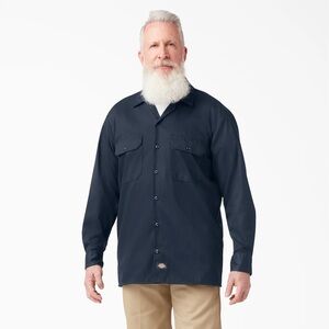 Dickies Classic Dark Blue Long Sleeve Button Up Work Shirt Size Large NWOT
